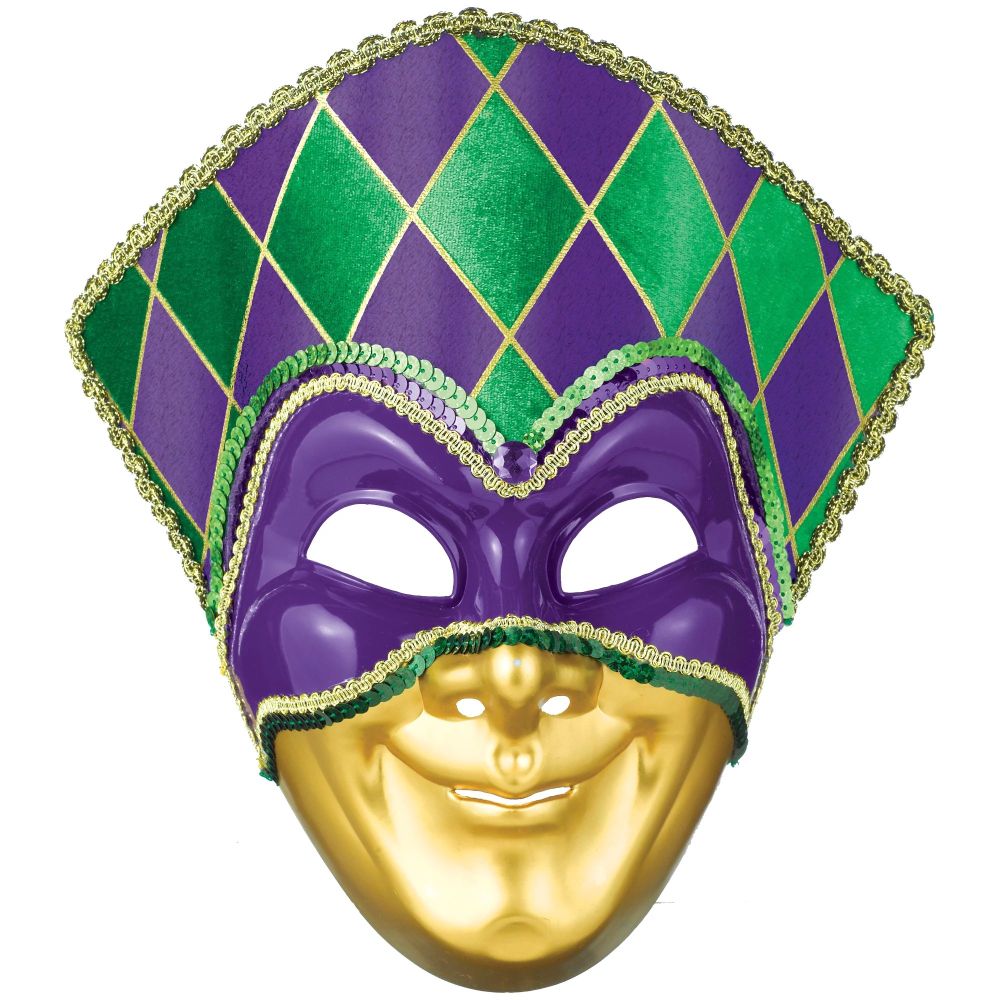 Mardi Gras Jester Mask: Party at Lewis Elegant Party Supplies, Plastic