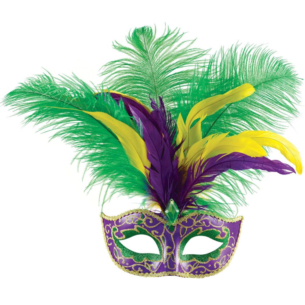 Mardi Gras Glitter Diamond Feather Mask: Party at Lewis Elegant Party