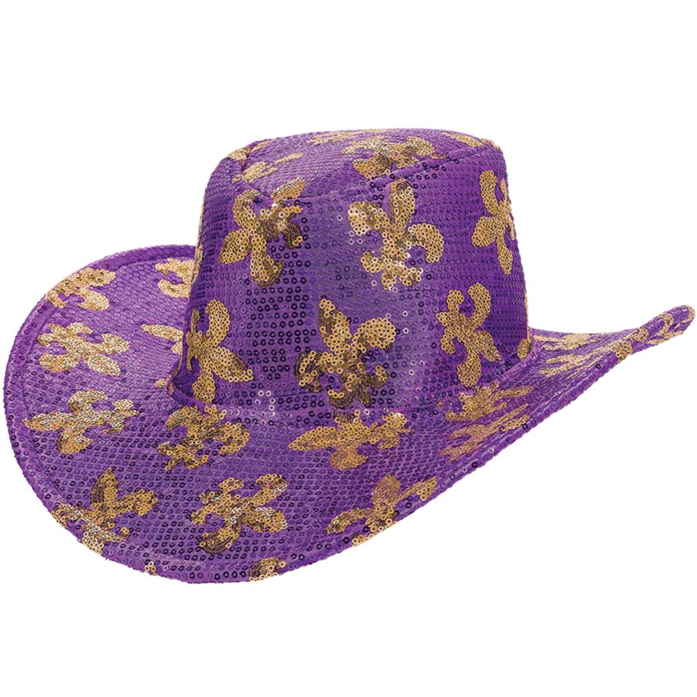 Mardi Gras Sequined Cowboy Hat Party at Lewis Elegant Party Supplies, Plastic Dinnerware, Paper