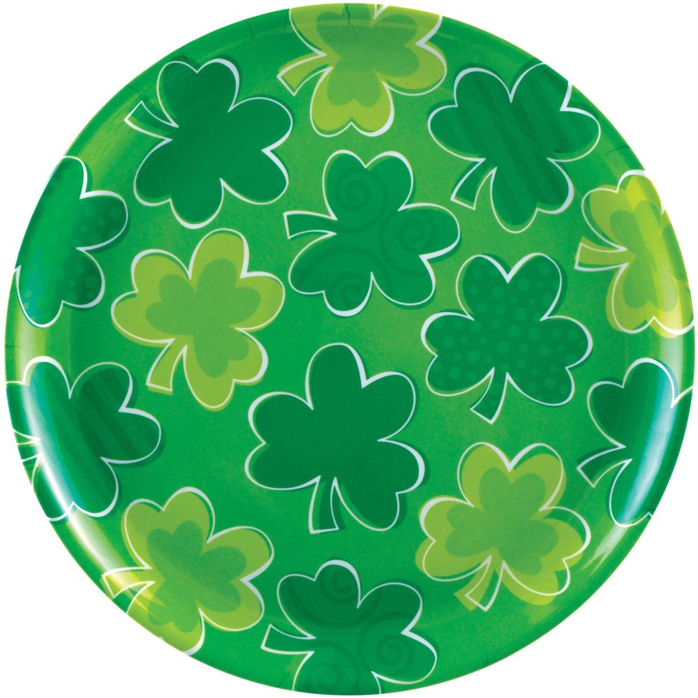 St. Patrick's Day Clovers 13.5inch Plastic Platter Party at Lewis