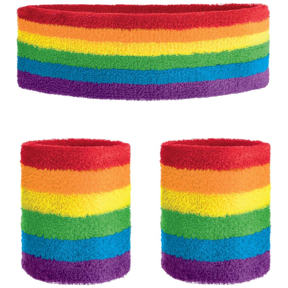 Rainbow Pride Rainbow Headband and Sweatband Set Party at Lewis
