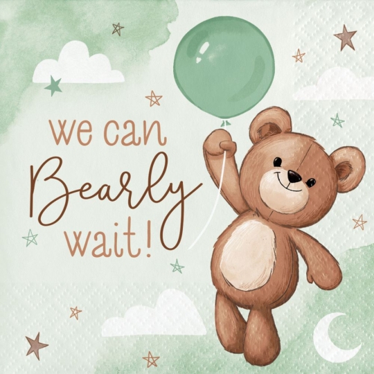 Teddy Bear Baby Shower Beverage Napkins: Party at Lewis Elegant