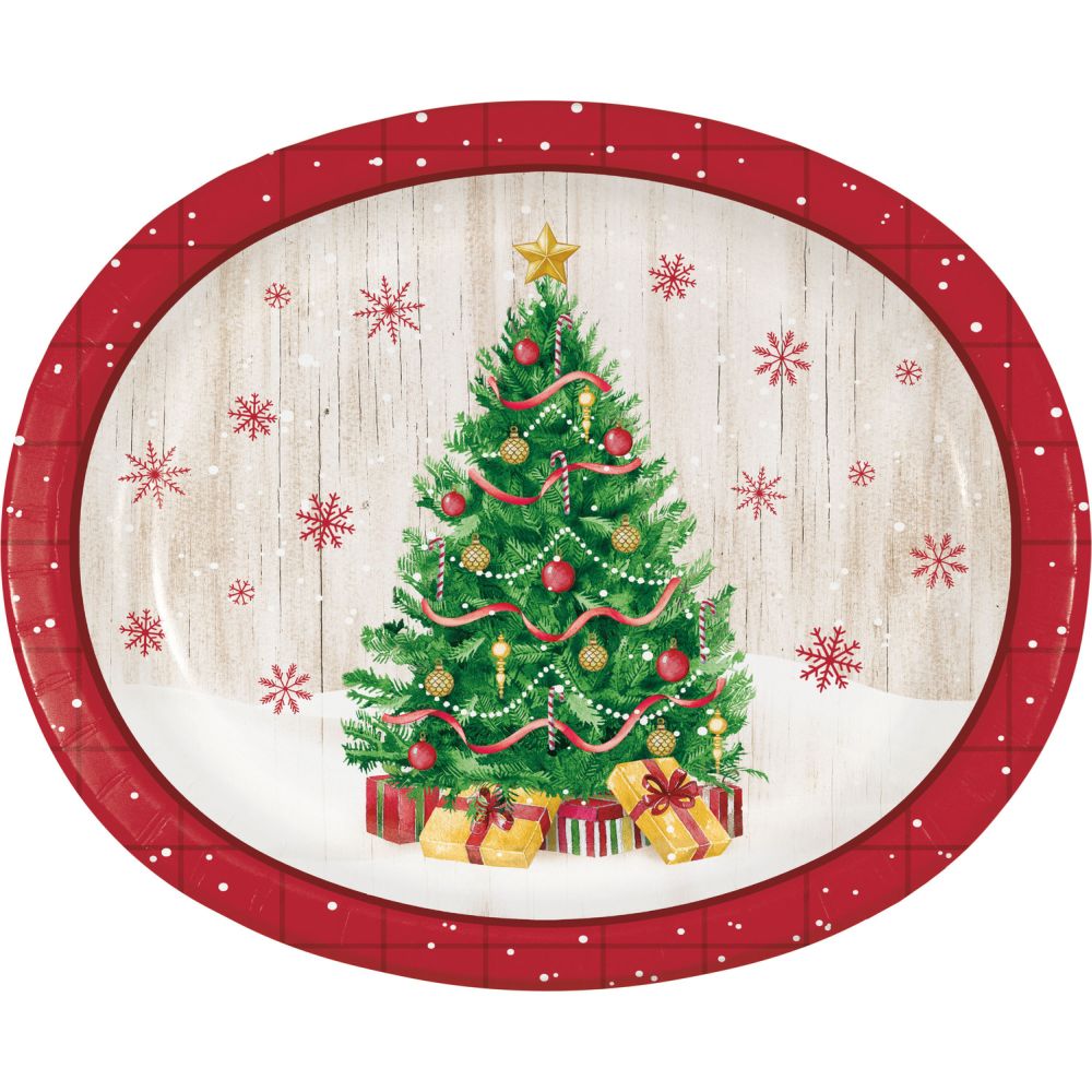 Vintage Christmas 12inch Oval Plates Party at Lewis Elegant Party