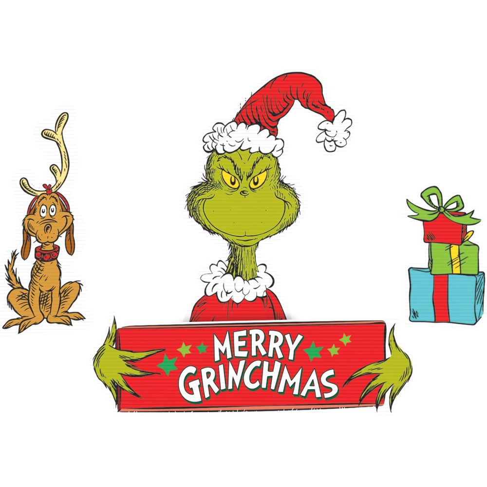Grinch Plastic Lawn Sign Set Party at Lewis Elegant Party Supplies