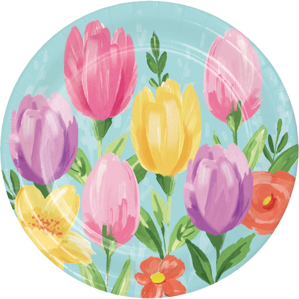 Tulip Blooms 7inch Plates Party at Lewis Elegant Party Supplies
