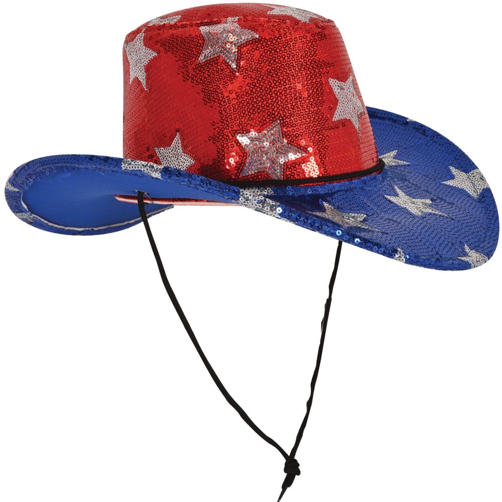 Sequined Patriotic Cowboy Hat: Party at Lewis Elegant Party Supplies ...