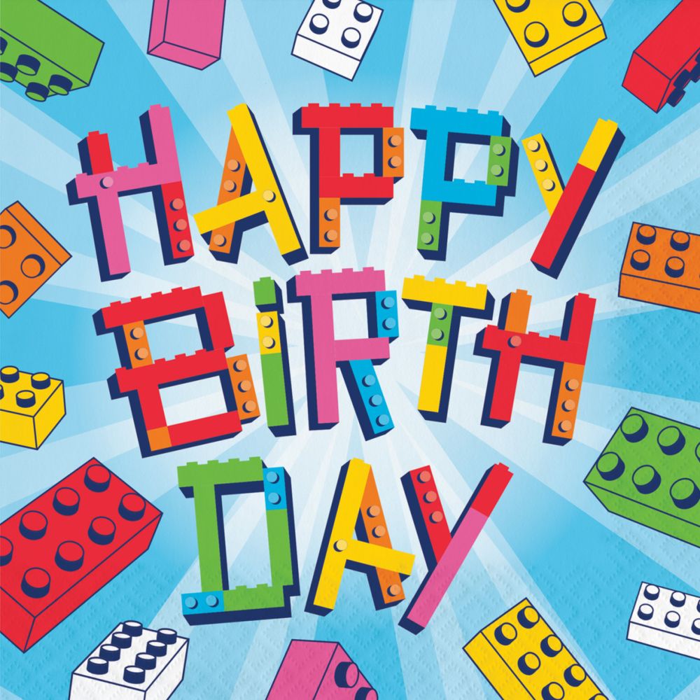 Block Bash Happy Birthday Lunch Napkins Party At Lewis Elegant Party