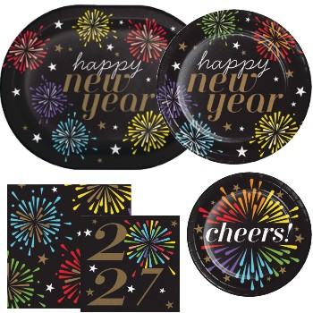 New Year's Radiance Paper Plates and Napkins
