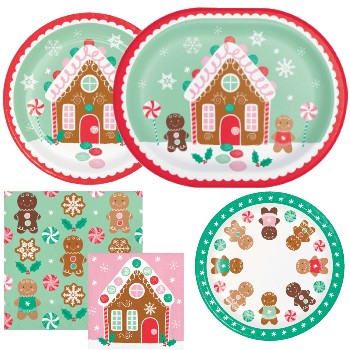Holiday Gingerbread Sweets Paper Plates and Napkins