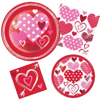 Joyful Hearts Paper Plates and Napkins