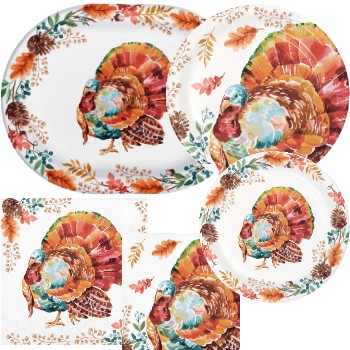 Tasteful Turkey Paper Plates and Napkins