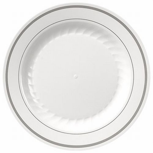 Masterpiece White Silver Trim Premium 6inch Plastic Plates Party at