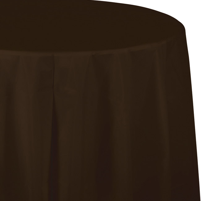 Brown Plastic Round Tablecloth Party at Lewis Elegant
