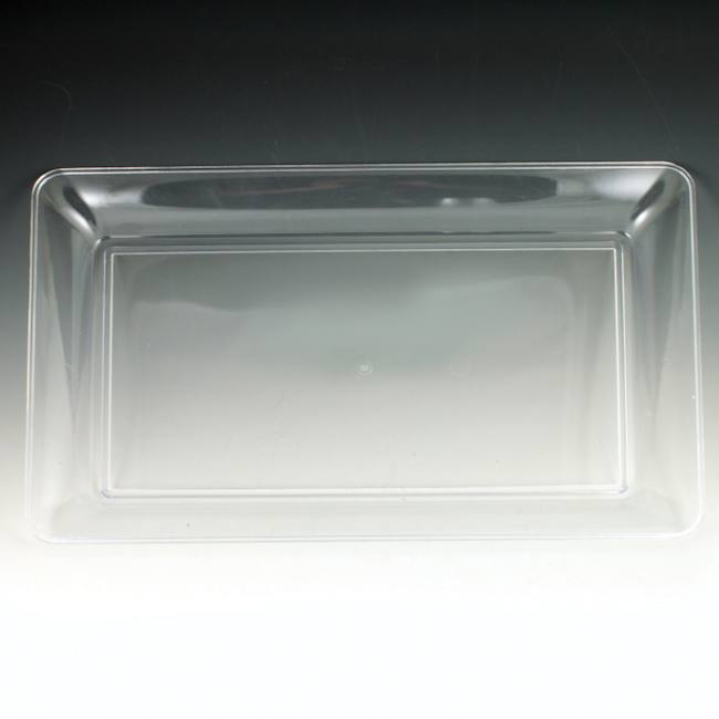 Case of 6 Party Essentials N18126 Heavy Duty Diamond Cut Plastic Rectangular Tray 18 Length x 12 Width Crystal Clear 