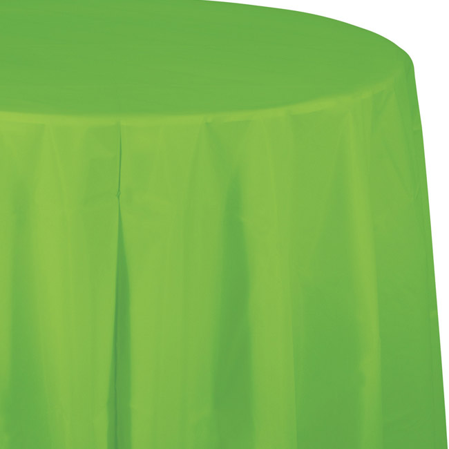 Lime Green Plastic Round Tablecloth, Green Round Tablecloth Plastic