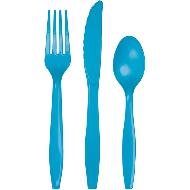 Turquoise Heavy Duty Plastic Cutlery Party at Lewis Elegant Party Supplies, Plastic Dinnerware