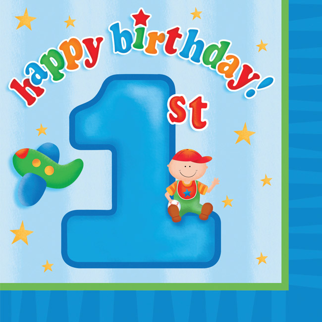 16-Count Paper Lunch Napkins, Fun At One Birthday Boy