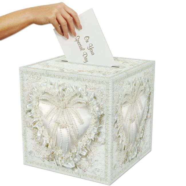 The Beistle Company Wedding Card Box, White