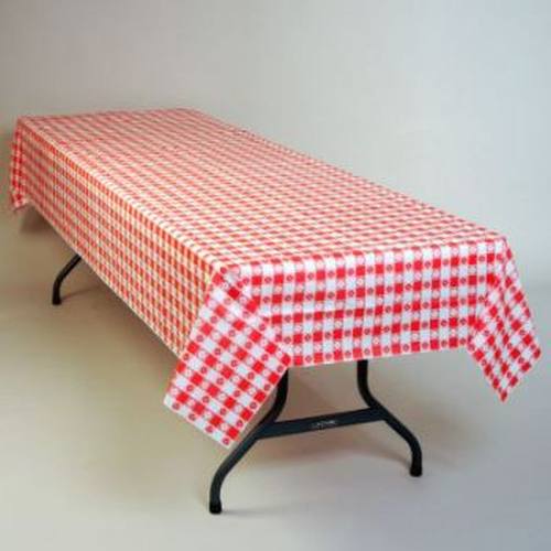 Red Gingham Plastic Tablecloth 100Foot Roll Party at Lewis Elegant