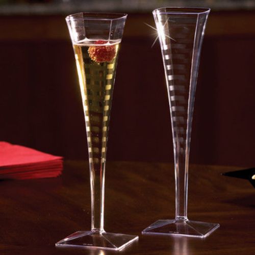 Squares 5 oz 1 Piece Plastic Champagne Glasses Party at Lewis Elegant