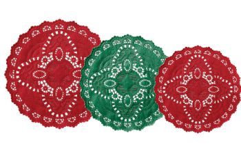 Red &amp; Green Doily Assortment: Party at Lewis Elegant Party Supplies ...