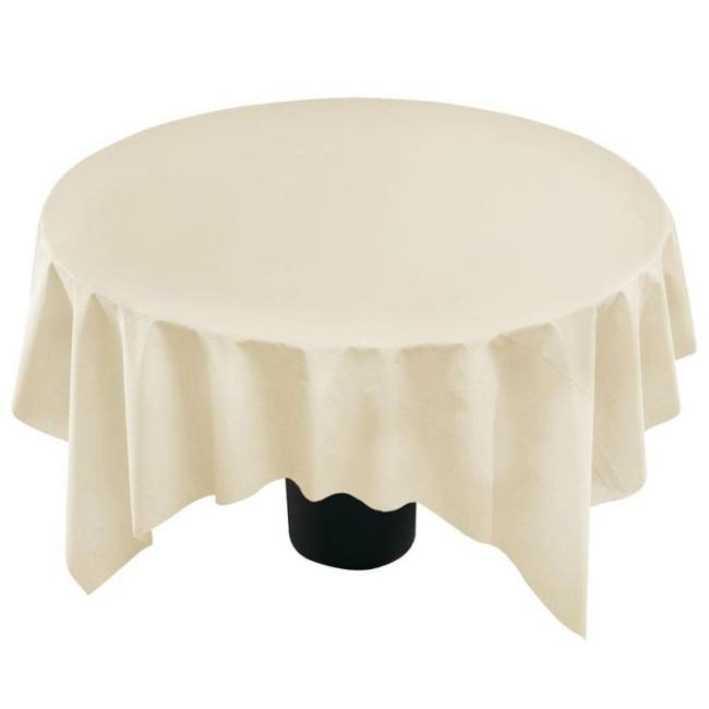 Linen Like Ivory Round Table Cover Party at Lewis Elegant Party Supplies, Plastic Dinnerware