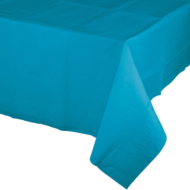 Turquoise 2/Ply Poly Paper Banquet Tablecloth Party at Lewis Elegant