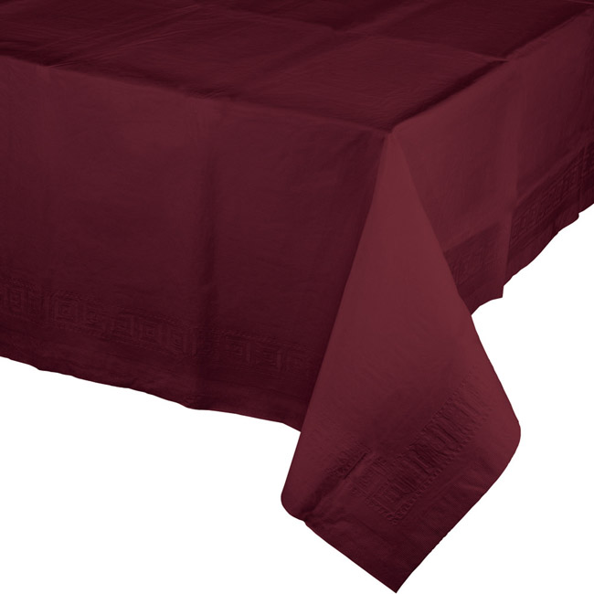 Burgundy 2/Ply Poly Paper Banquet Tablecloth Party at Lewis Elegant