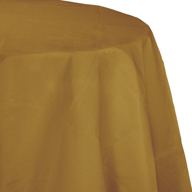 Gold 2/Ply Poly Paper Round Tablecloth Party at Lewis Elegant Party Supplies, Plastic