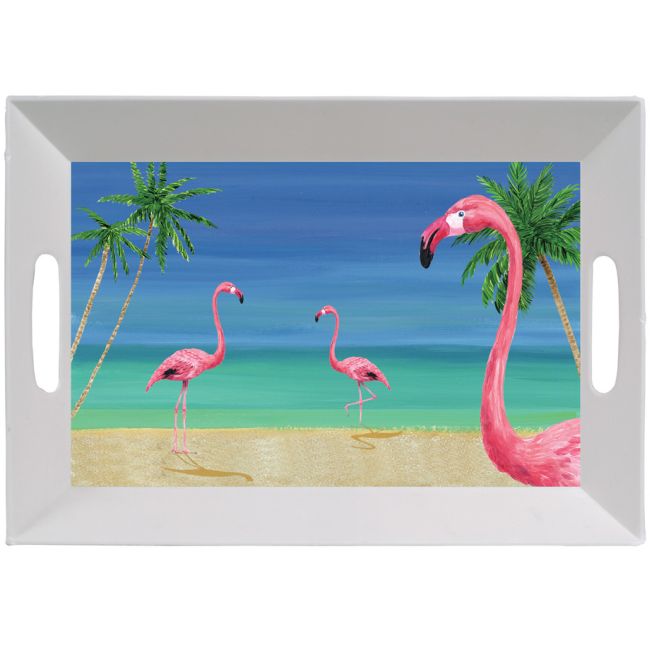 Flamingo Plastic Serving Tray w/Handles: Party at Lewis Elegant