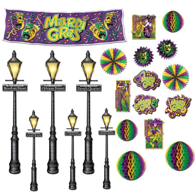 Mardi Gras Insta-Theme Brick Wall & Street 30-foot Backdrop Wall Decorations 