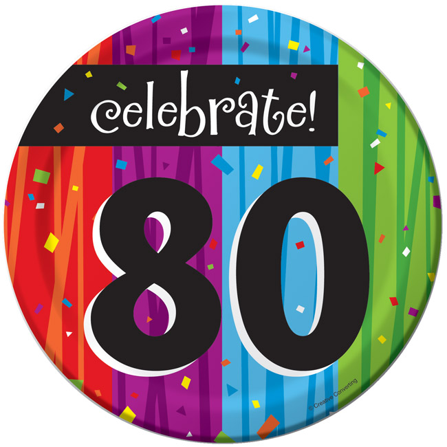 Milestone Celebration 80th Birthday 7inch Plates Party at Lewis Elegant Party Supplies