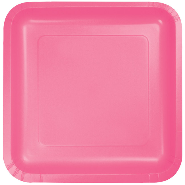 Candy Pink Square 9 Square Paper Dinner Plates - 18 Count