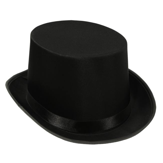 Black Satin Sleek Top Hat: Party at 