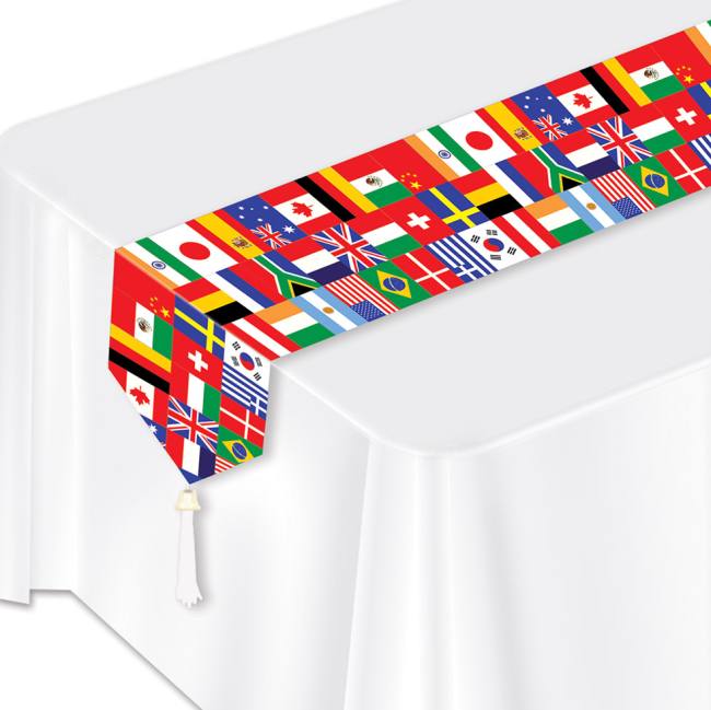 International Flags Laminated Paper Table Runner Party at Lewis