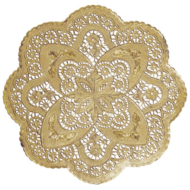 B26512 Royal Lace  Medallion Round Foil Doilies Pack of 6 12-Inch Gold 