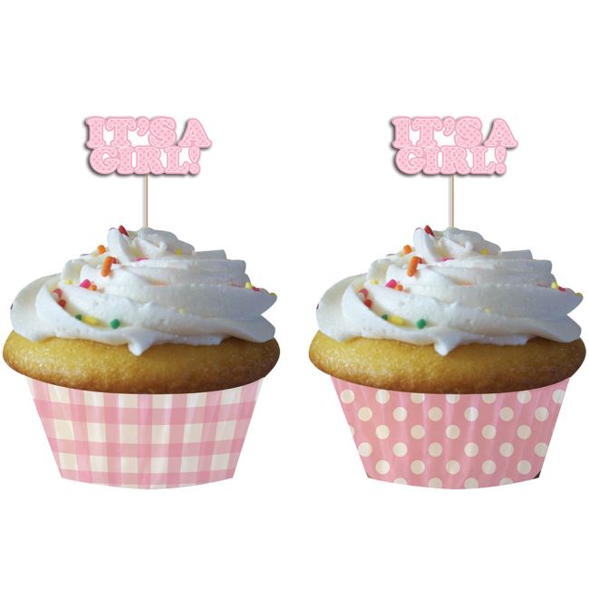 It's a Girl Cupcake Baking Cups w/Picks Party at Lewis Elegant Party