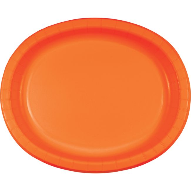 Sunkissed Orange Sturdy Style 12inch Oval Paper Plates Party at Lewis