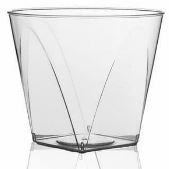 Milan Clear 9 oz Square to Round Plastic Cocktail Glasses Party at