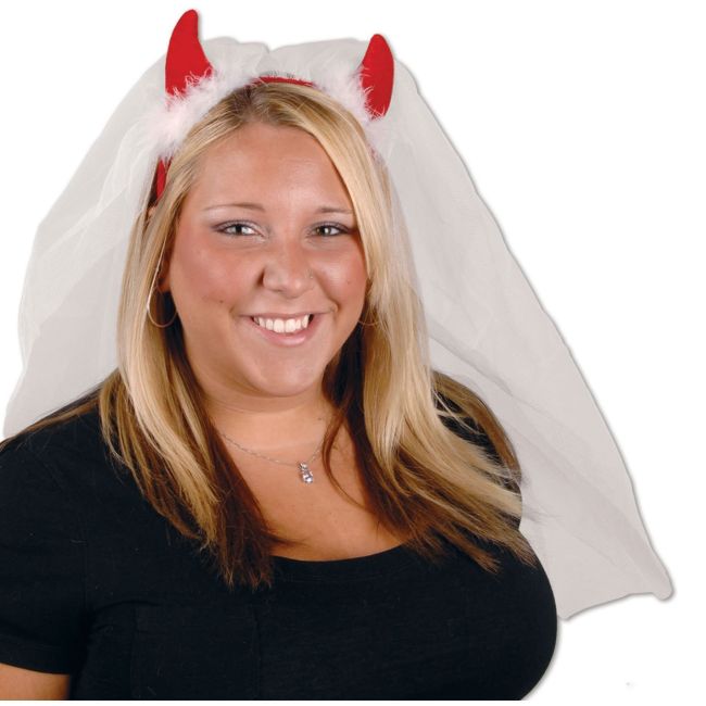 Devil Horns Headband w/Veil Party at Lewis Elegant Party Supplies, Plastic Dinnerware, Paper
