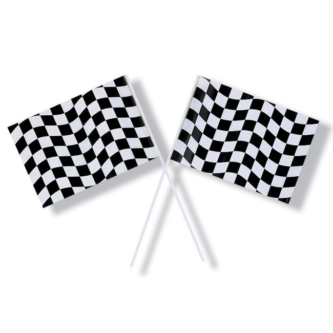 CHECKERED 11X18 FLAGS STICK racing flag race checker car black and white new 