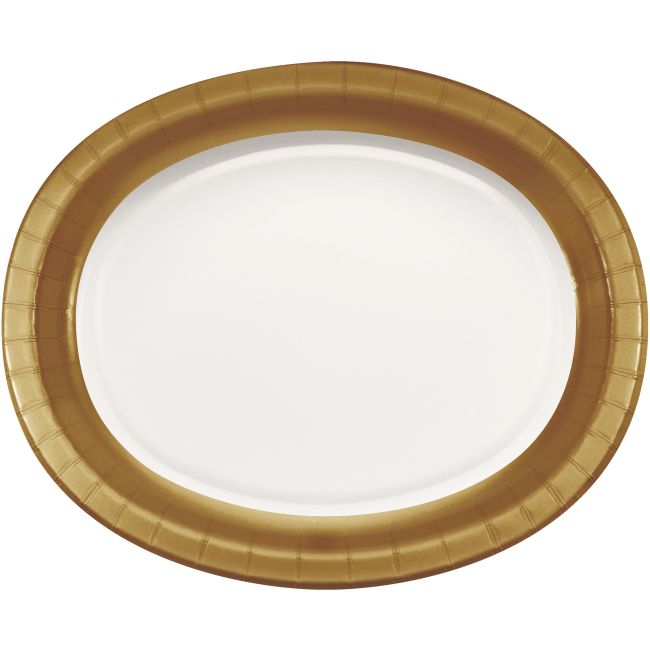 Coordinate 12inch Oval Paper Plates, Gold Party at Lewis Elegant