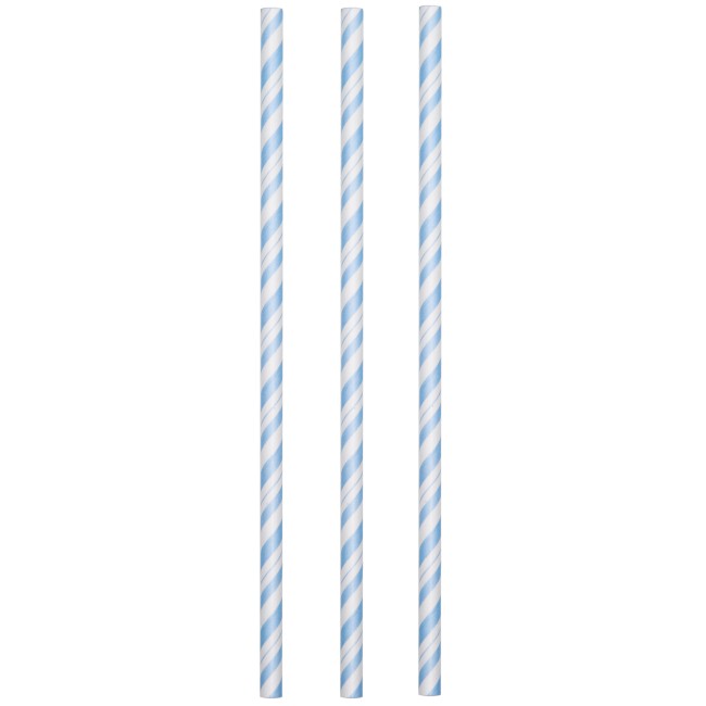 Pastel Blue & White Stripe Paper Straws Party at Lewis Elegant Party