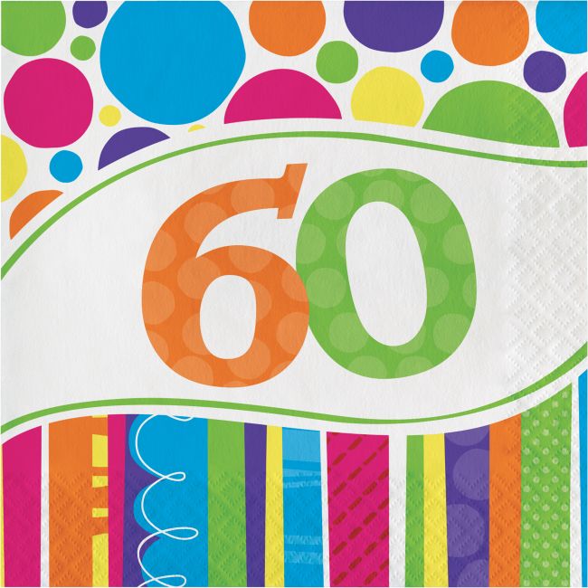 Bright & Bold 60th Birthday Lunch Napkins Party at Lewis Elegant Party