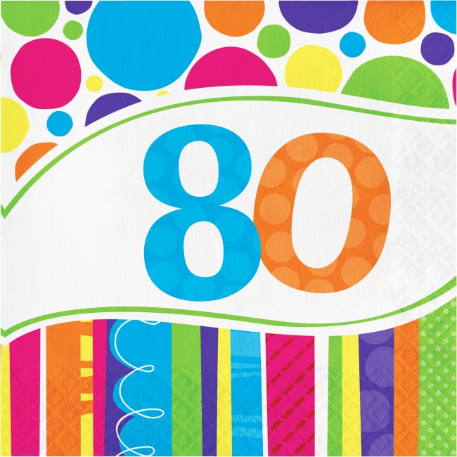 Bright & Bold 80th Birthday Lunch Napkins Party at Lewis Elegant Party Supplies, Plastic