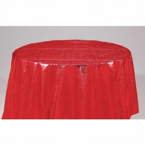 Red 2/Ply Paper-Poly Round Tablecloth 82" 