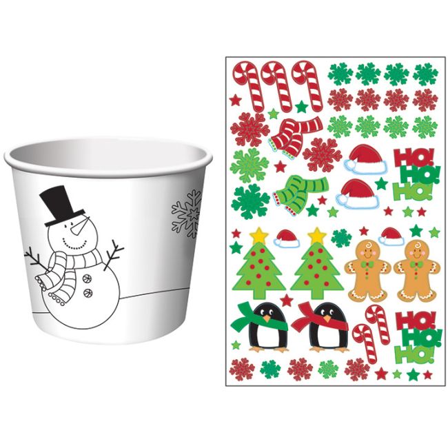 Christmas Kid's Activity Treat Cups w/Stickers Party at Lewis Elegant Party Supplies, Plastic