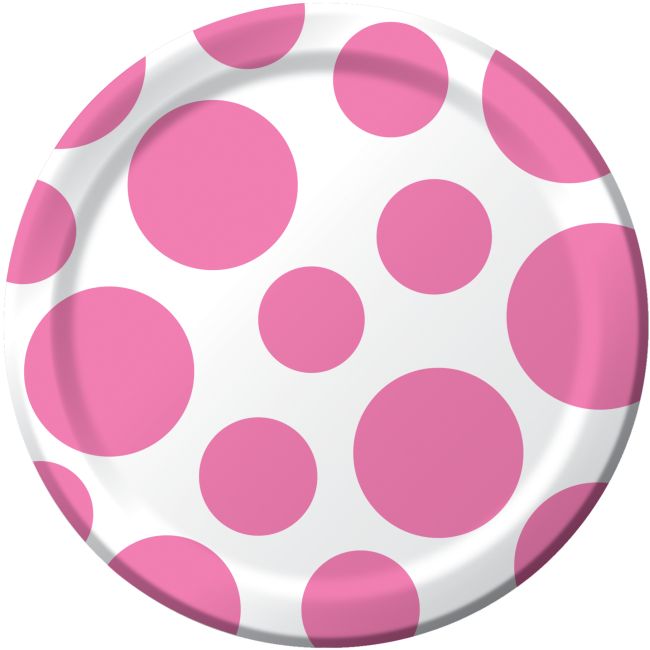 Chevron & Dots Candy Pink 7inch Paper Plates Party at Lewis Elegant