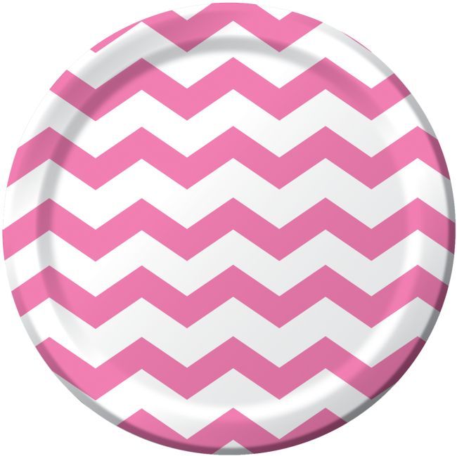 Chevron & Dots Candy Pink 9inch Paper Plates Party at Lewis Elegant