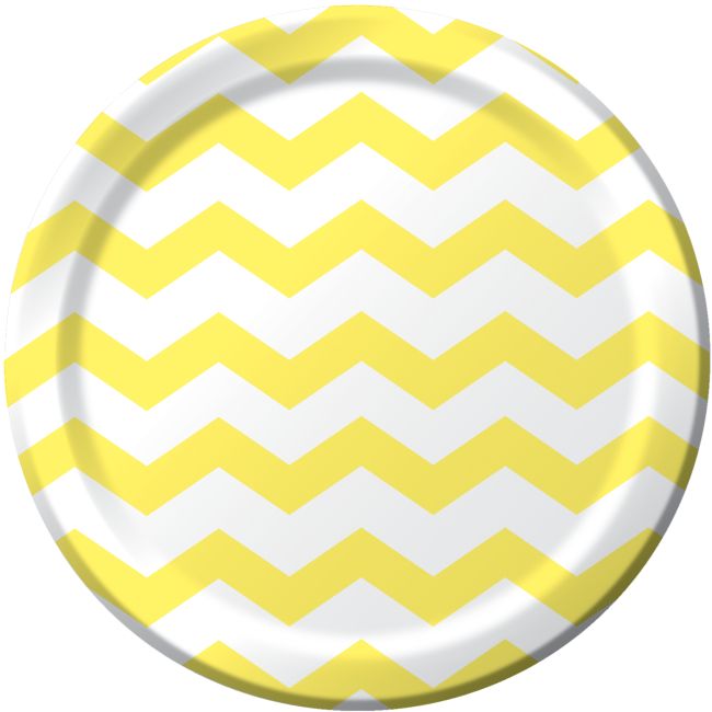 Chevron & Dots Yellow Mimosa 9inch Paper Plates Party at Lewis